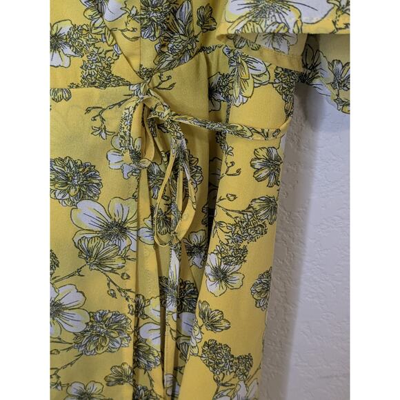Torrid Butter Yellow Floral Midi Length Wrap Dress Short Sleeves Womens Size 20 - Picture 5 of 8